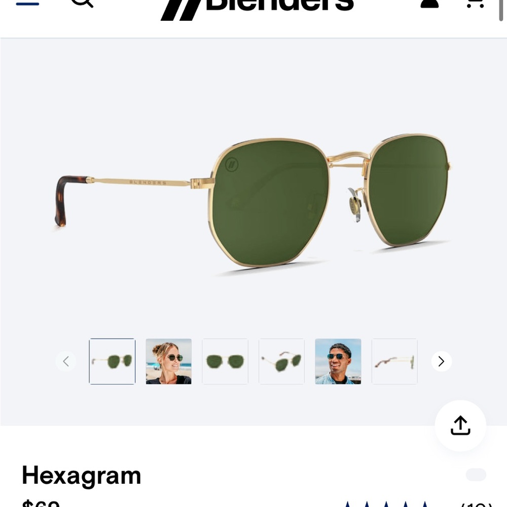 Hexagram Women’s Sunglasses — Gold Frame with Green Lenses